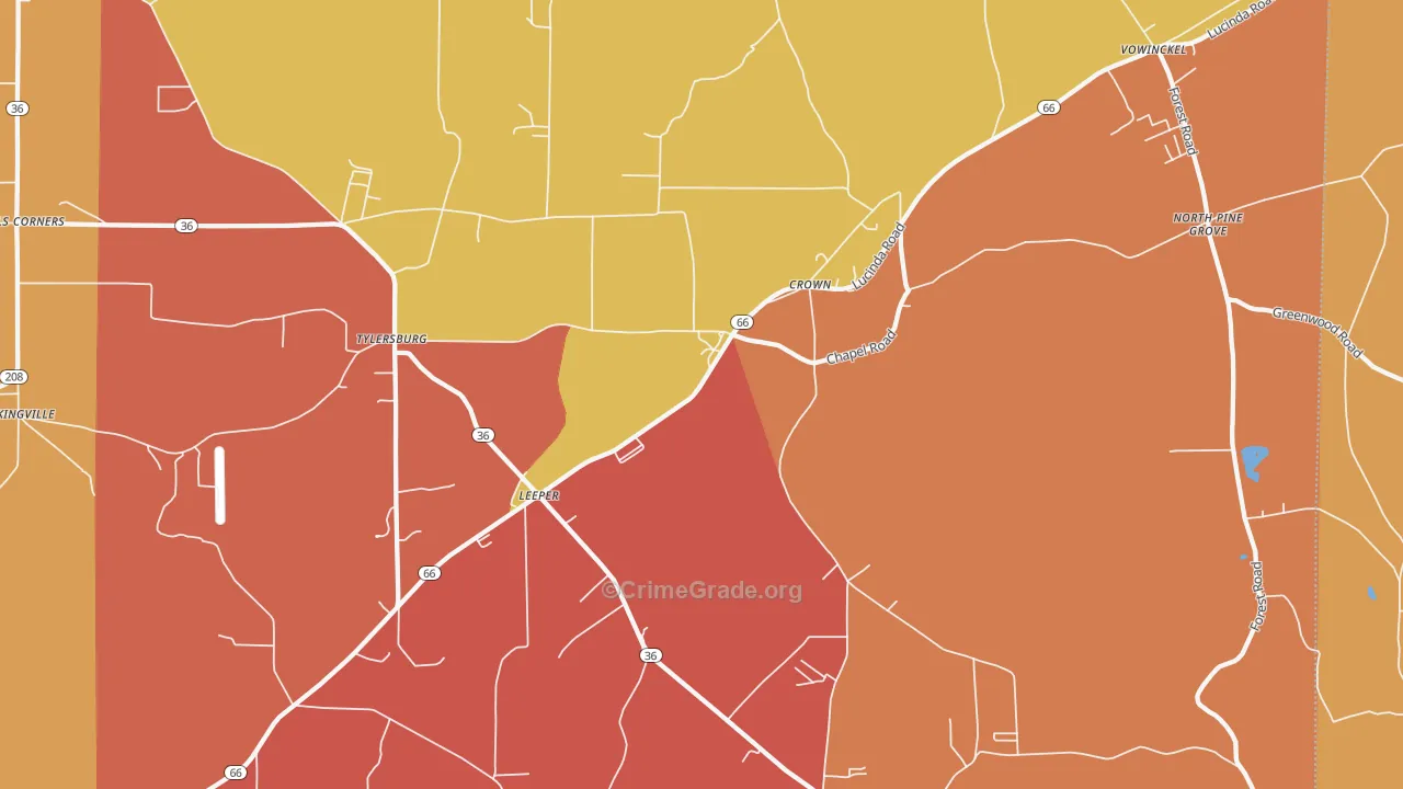 Leeper, PA Map of Drug-Related Crime Rates