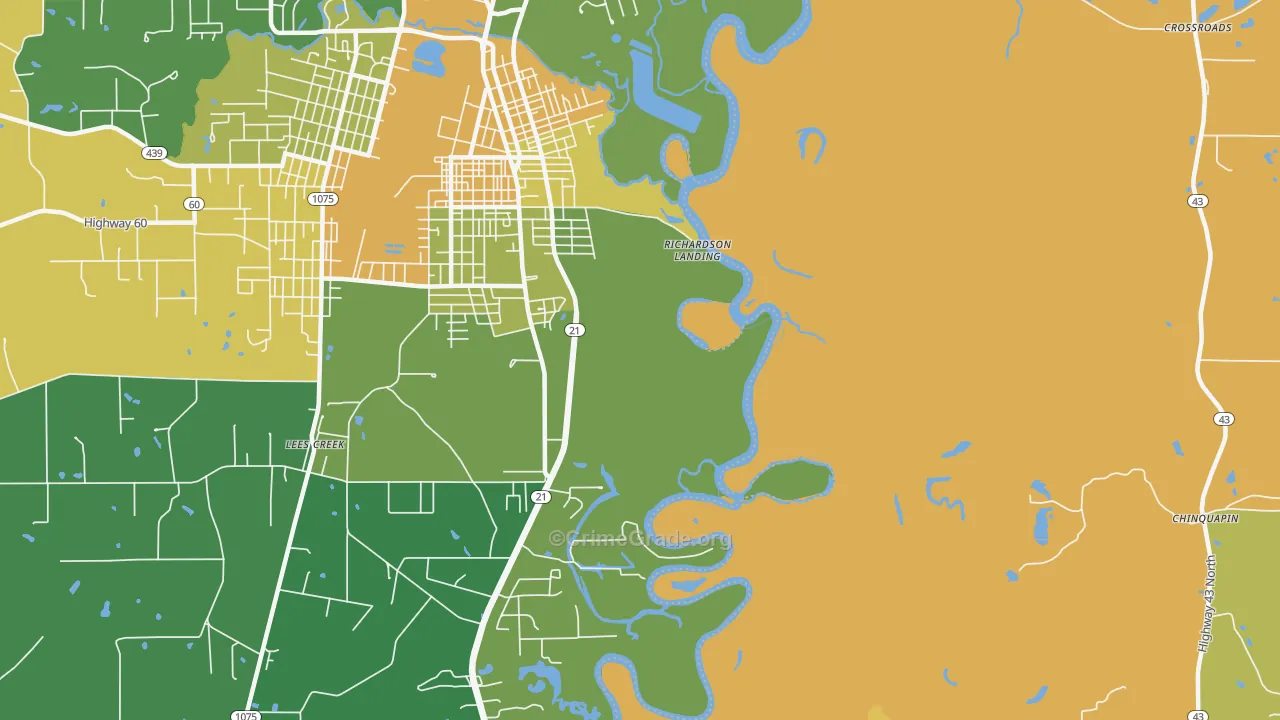 Lees Creek, LA Map of Drug-Related Crime Rates
