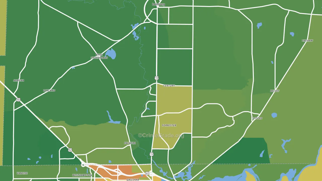 Leesburg, GA Map of Drug-Related Crime Rates