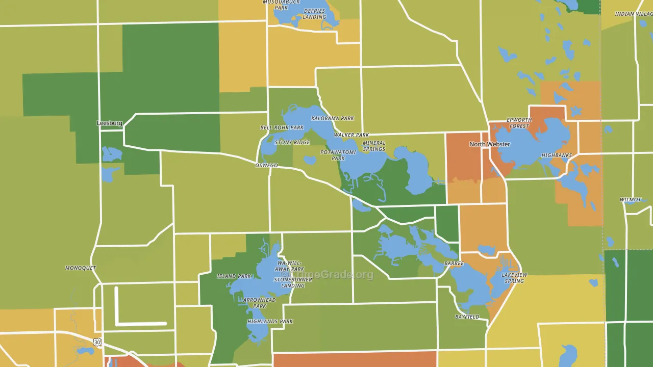Leesburg, IN Map of Drug-Related Crime Rates