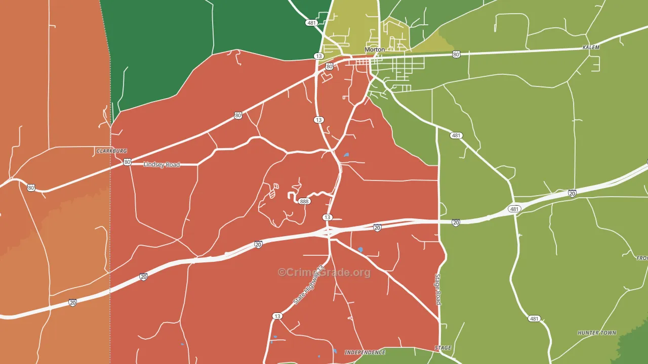 Leesburg, MS Map of Drug-Related Crime Rates