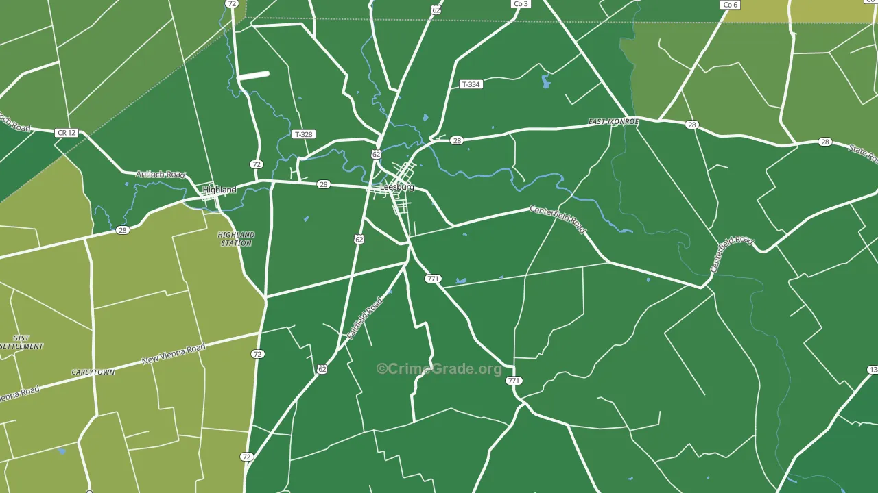 Leesburg, OH Map of Drug-Related Crime Rates