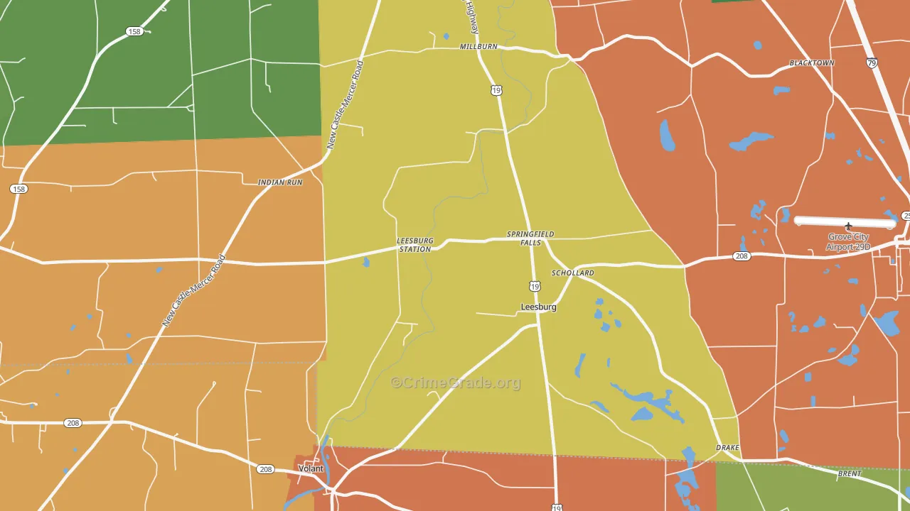 Leesburg, PA Map of Drug-Related Crime Rates