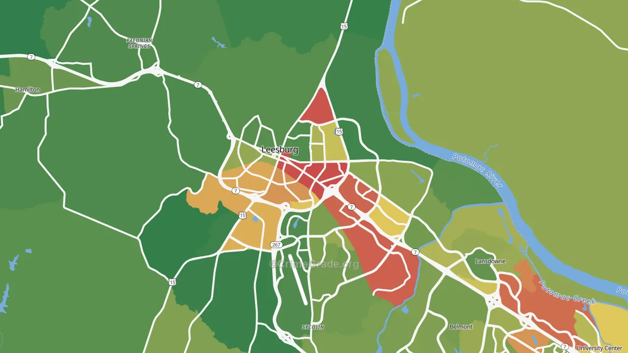 Leesburg, VA Map of Drug-Related Crime Rates