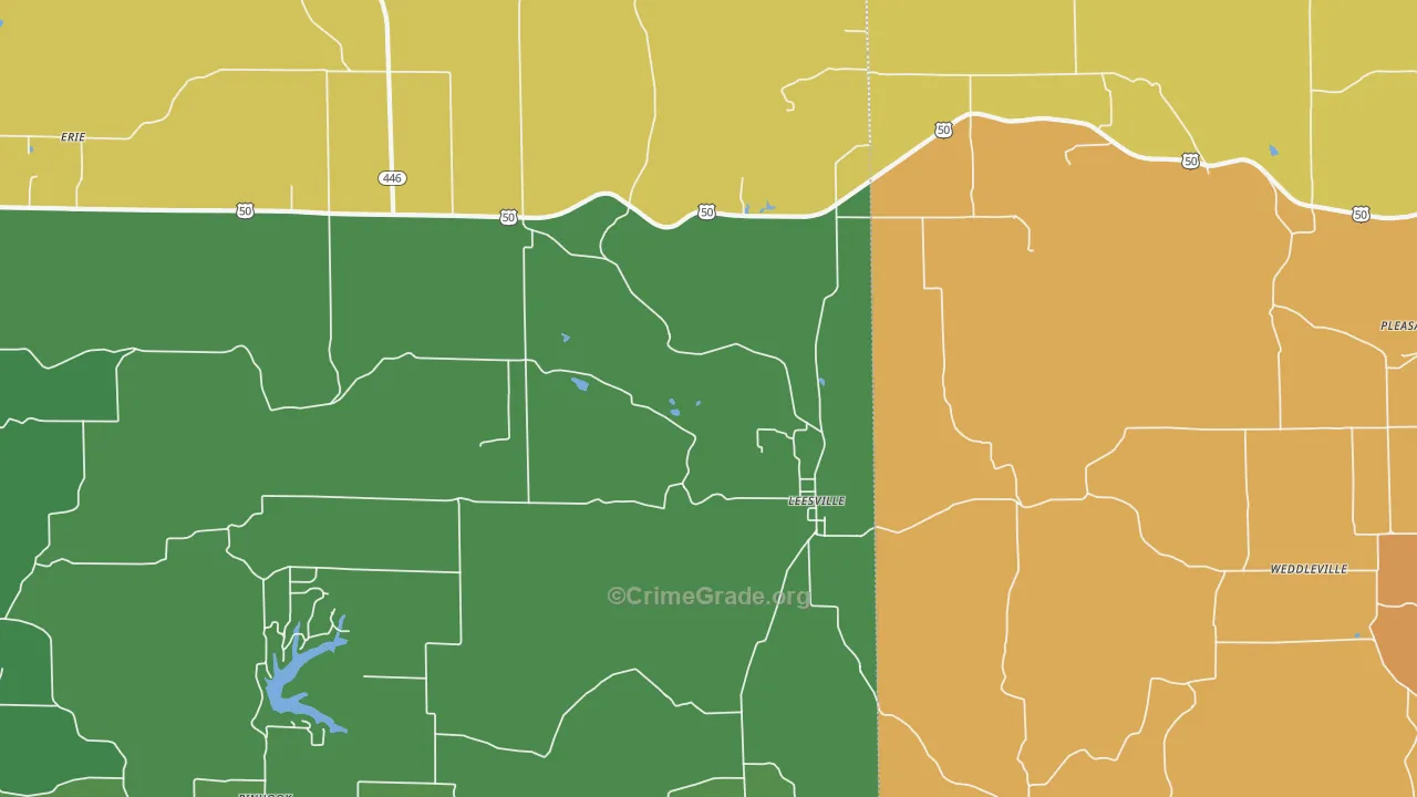 Leesville, IN Map of Drug-Related Crime Rates