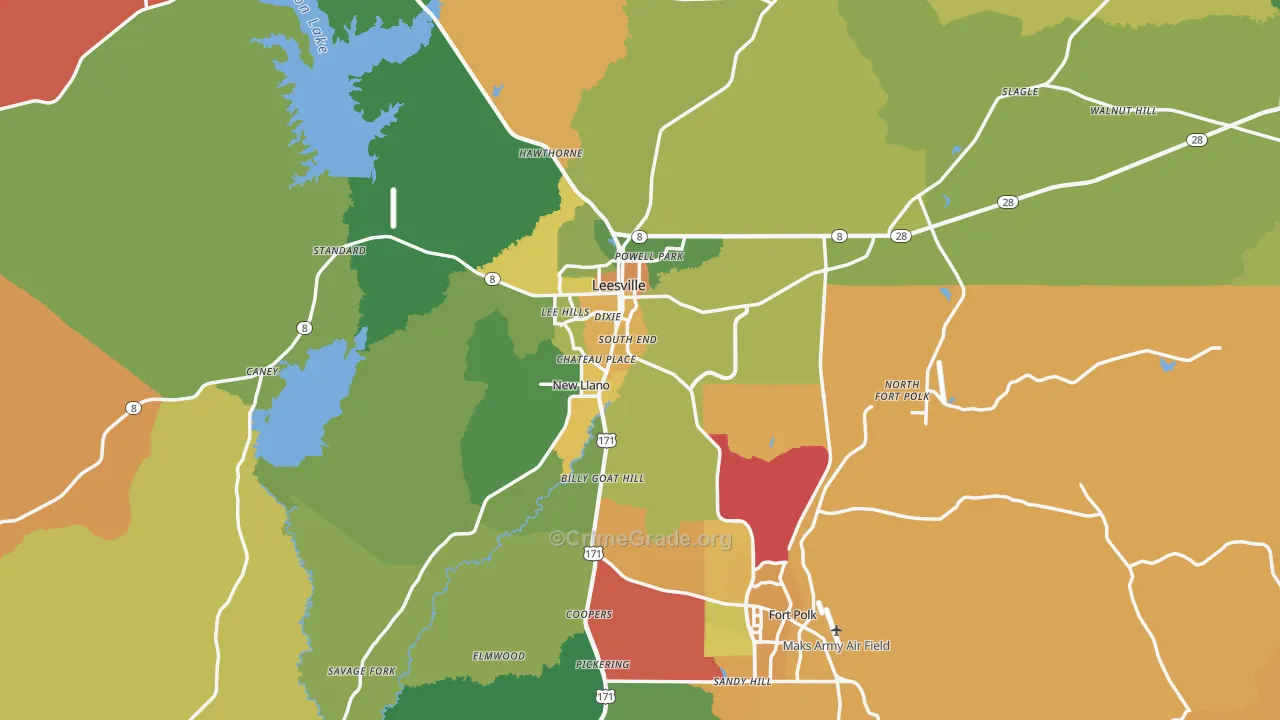 Leesville, LA Map of Drug-Related Crime Rates
