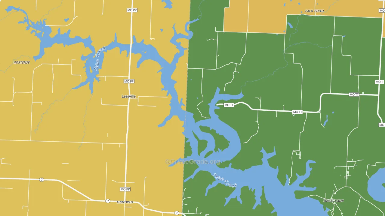 Leesville, MO Map of Drug-Related Crime Rates