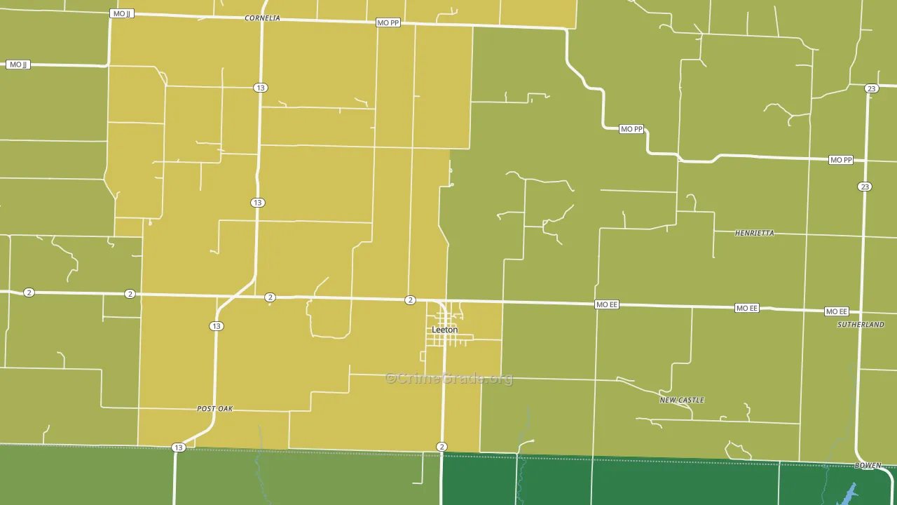 Leeton, MO Map of Drug-Related Crime Rates