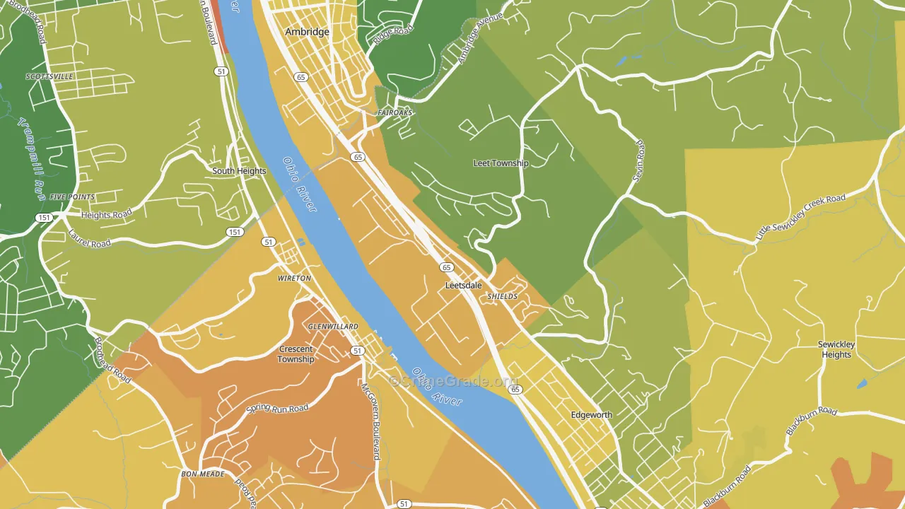 Leetsdale, PA Map of Drug-Related Crime Rates