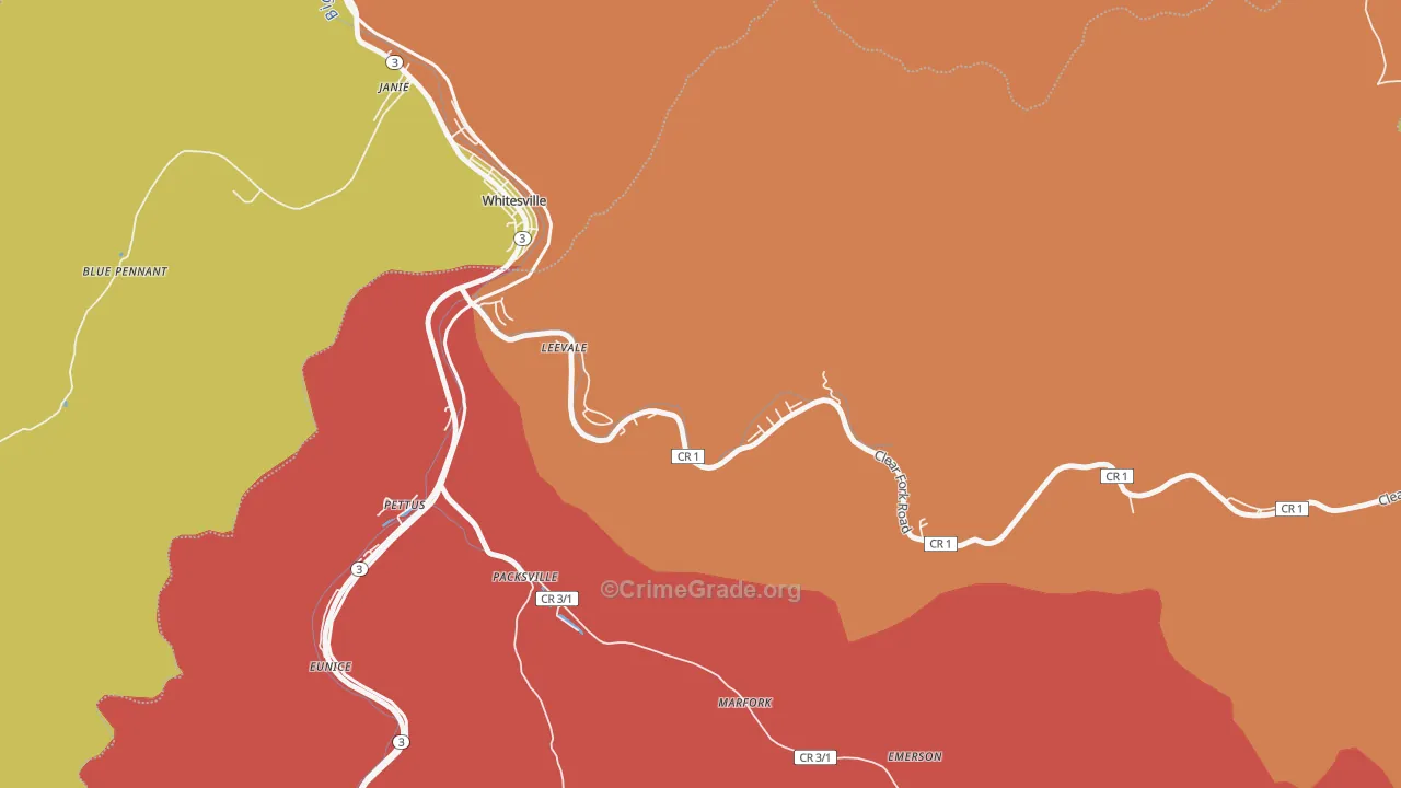 Leevale, WV Map of Drug-Related Crime Rates