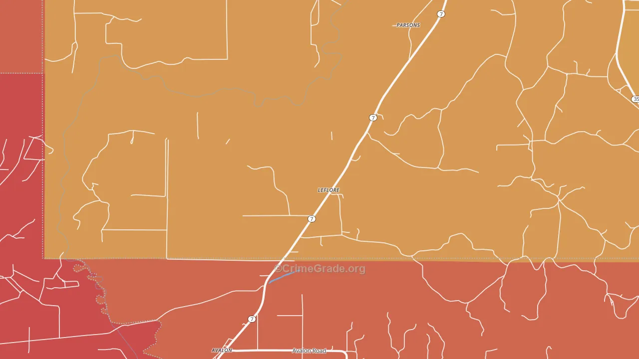 Leflore, MS Map of Drug-Related Crime Rates