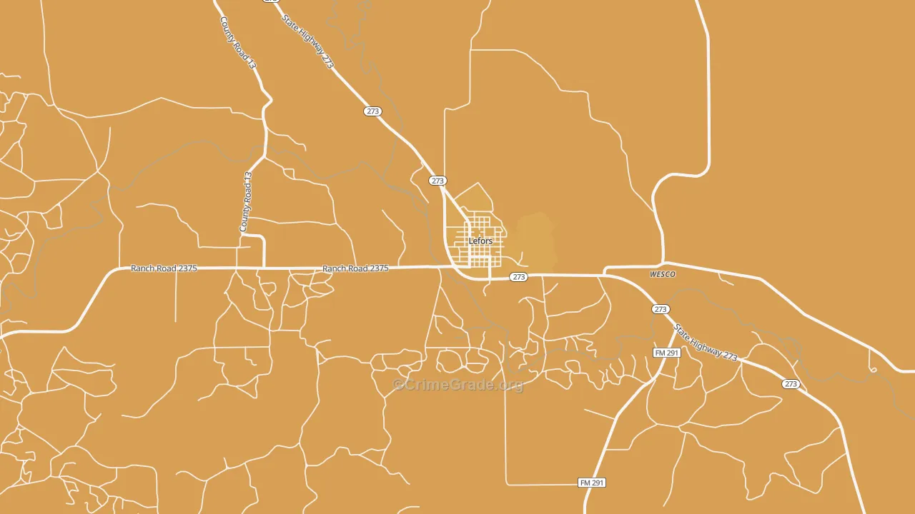 Lefors, TX Map of Drug-Related Crime Rates