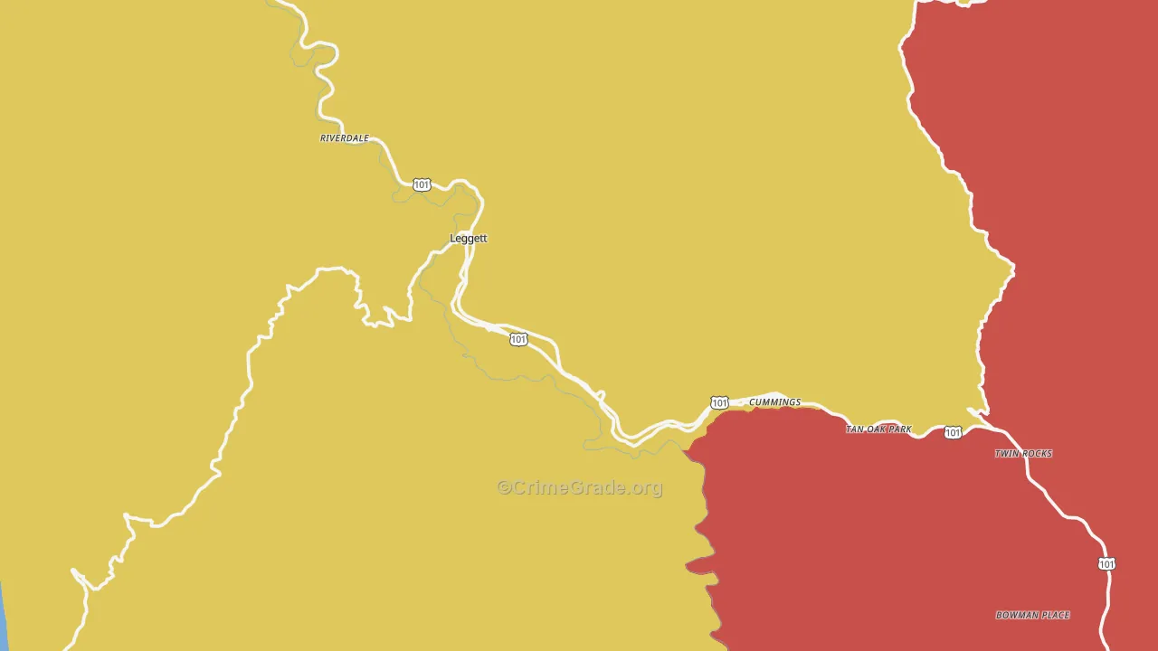 Leggett, CA Map of Drug-Related Crime Rates