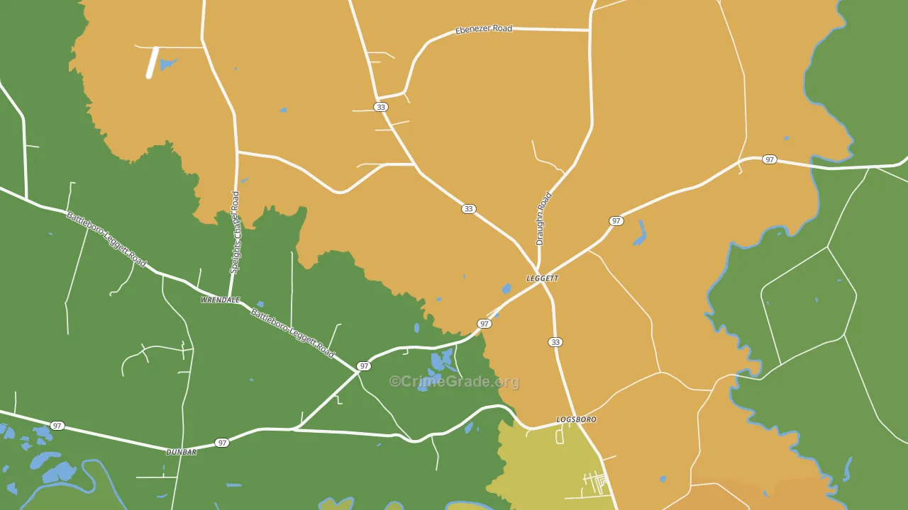 Leggett, NC Map of Drug-Related Crime Rates