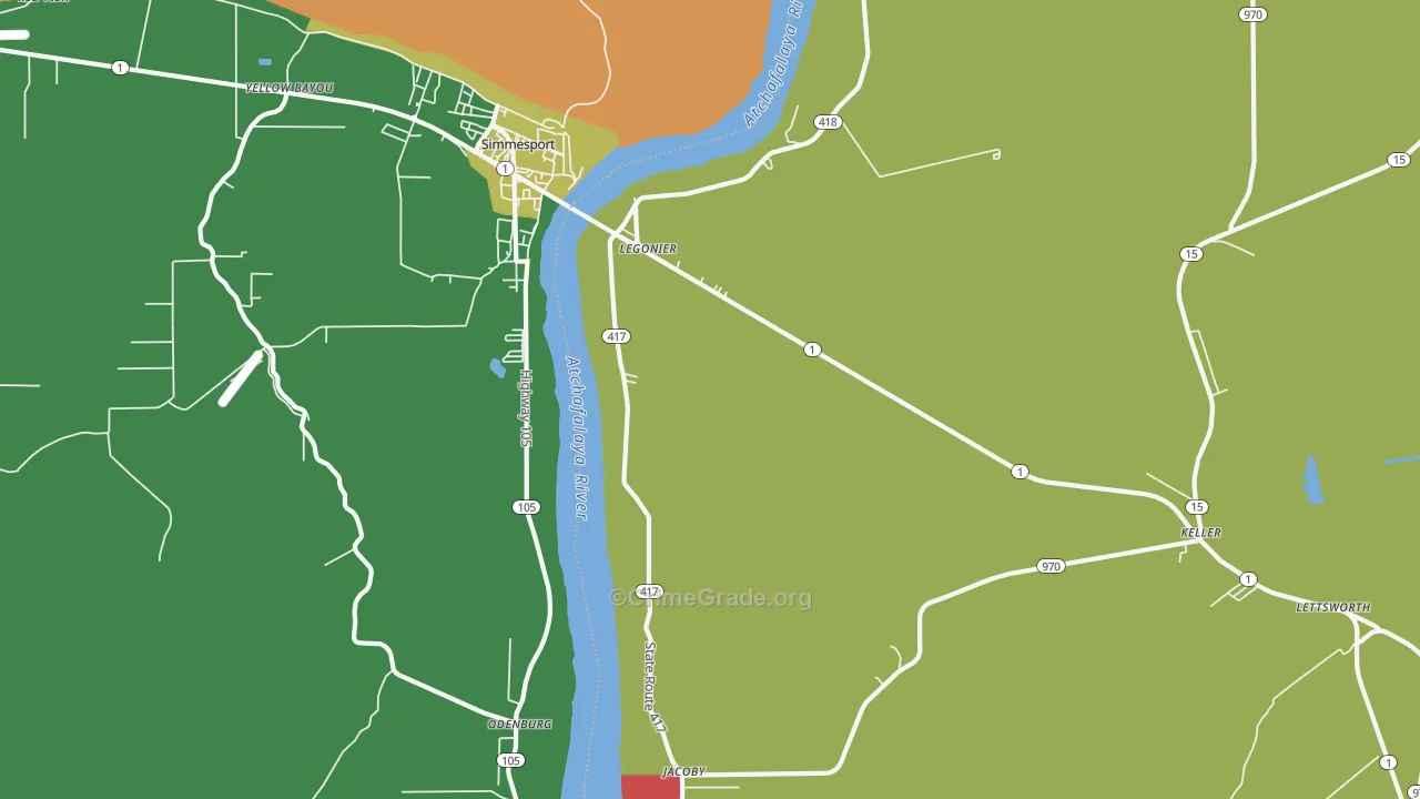 Legonier, LA Map of Drug-Related Crime Rates