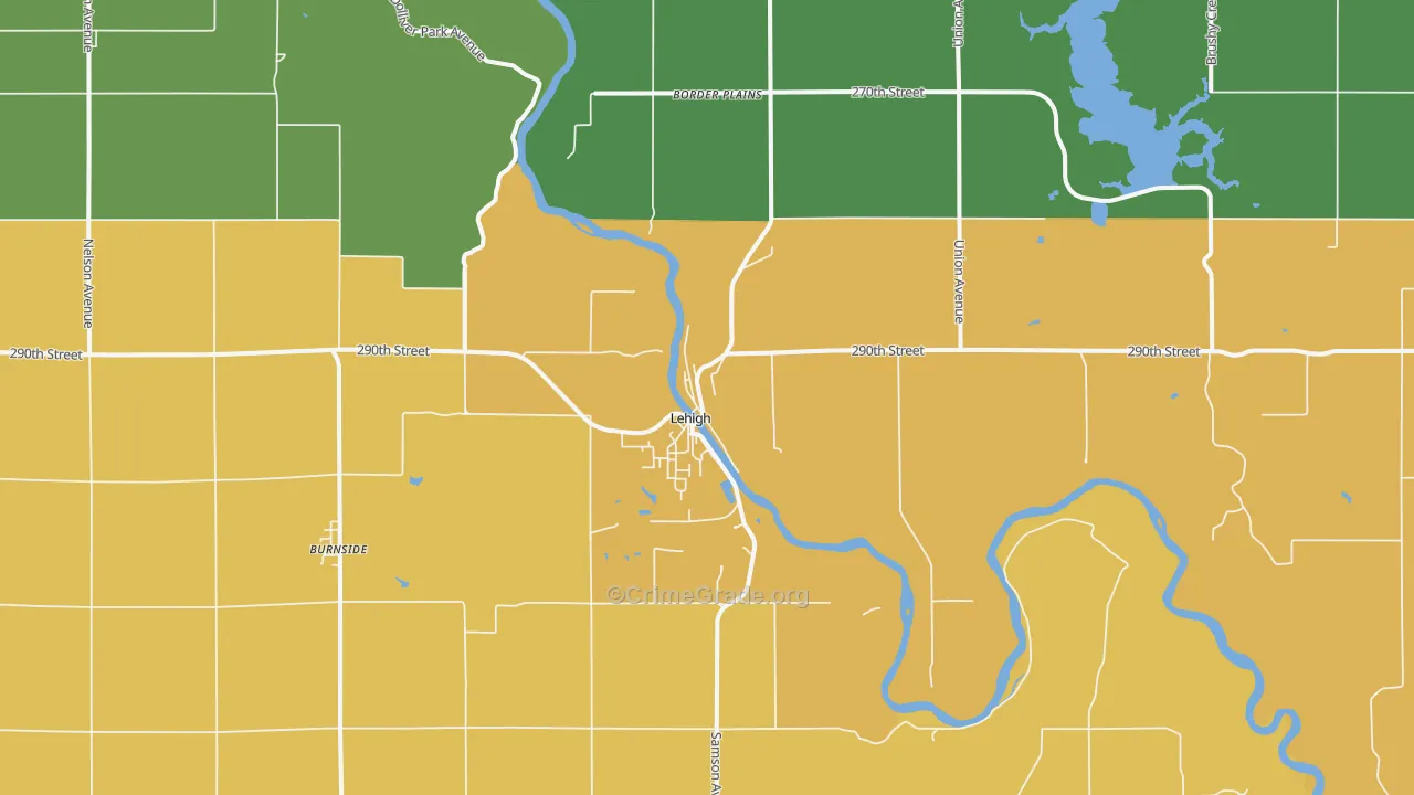 Lehigh, IA Map of Drug-Related Crime Rates