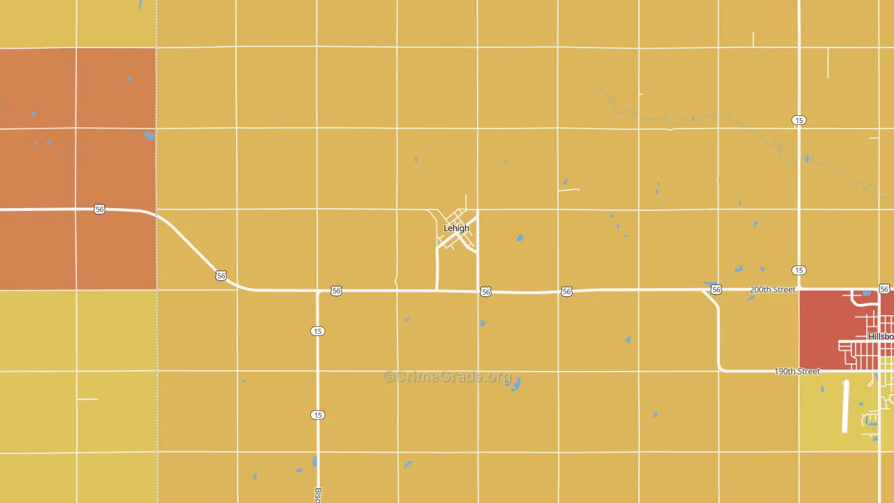 Lehigh, KS Map of Drug-Related Crime Rates