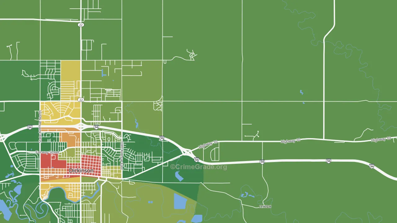 Lehigh, ND Map of Drug-Related Crime Rates