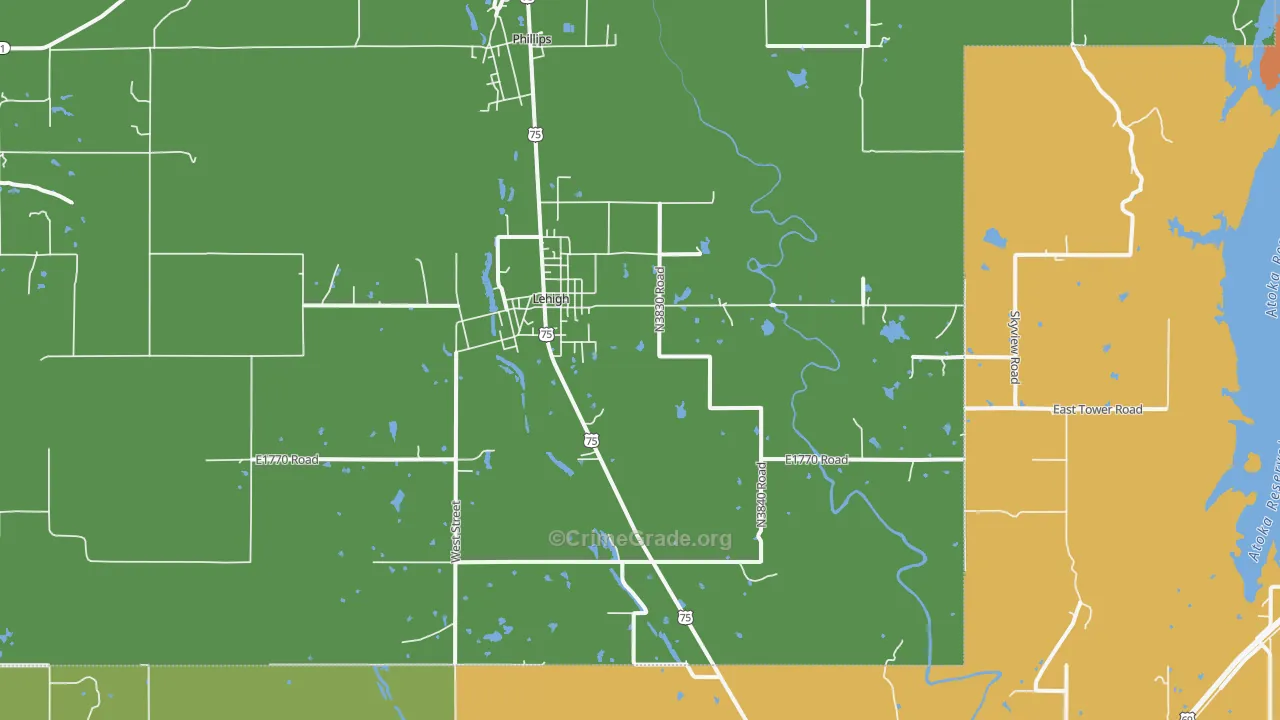 Lehigh, OK Map of Drug-Related Crime Rates