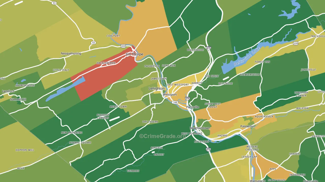 Lehighton, PA Map of Drug-Related Crime Rates