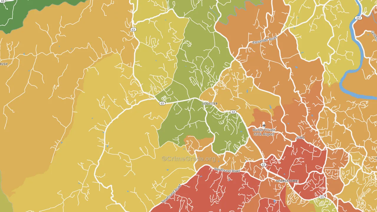 Leicester, NC Map of Drug-Related Crime Rates