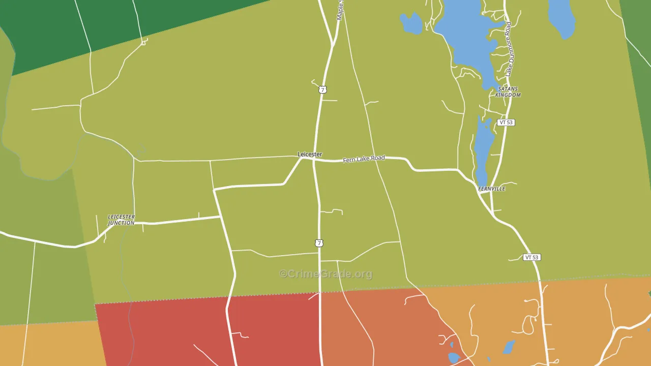 Leicester, VT Map of Drug-Related Crime Rates