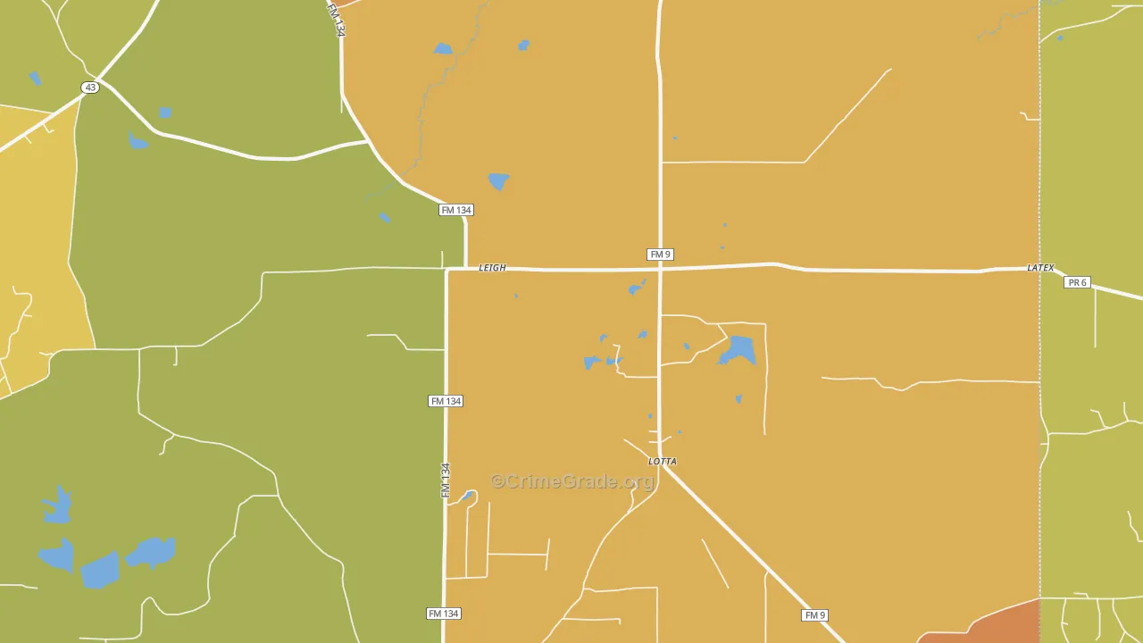 Leigh, TX Map of Drug-Related Crime Rates