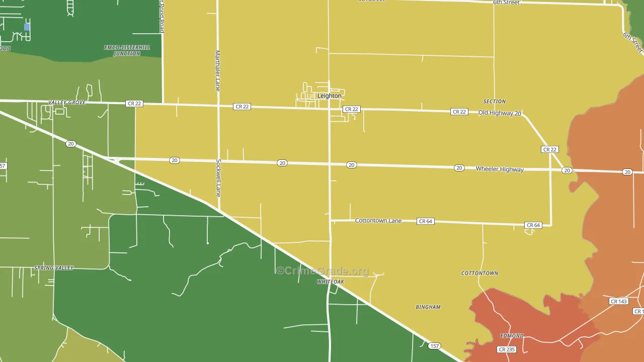 Leighton, AL Map of Drug-Related Crime Rates