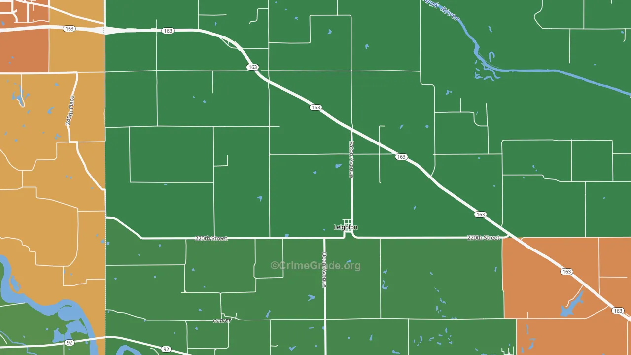 Leighton, IA Map of Drug-Related Crime Rates