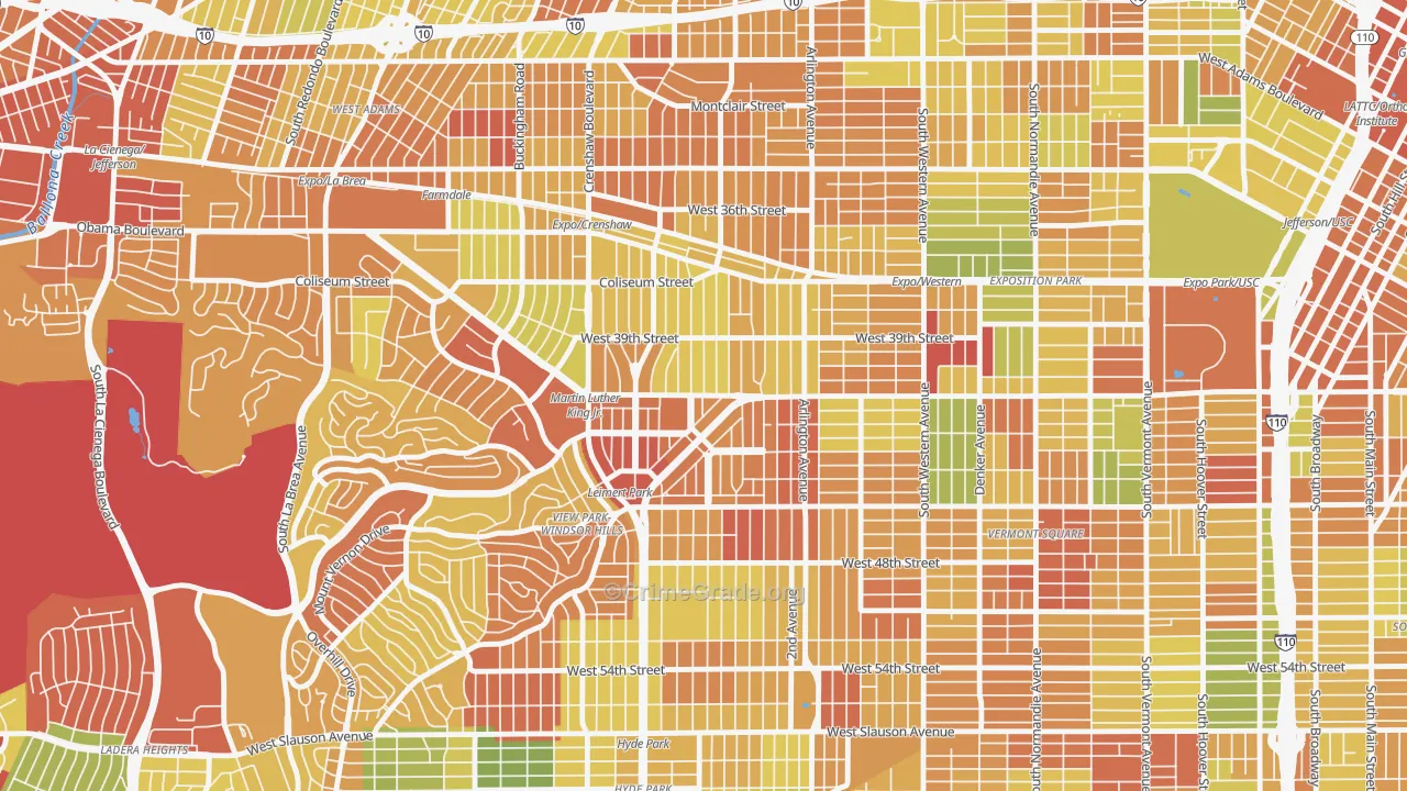 Leimert Park, Los Angeles, CA Map of Drug-Related Crime Rates