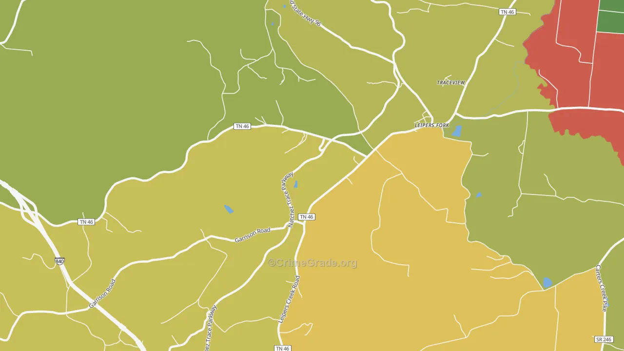 Leipers Fork, TN Map of Drug-Related Crime Rates