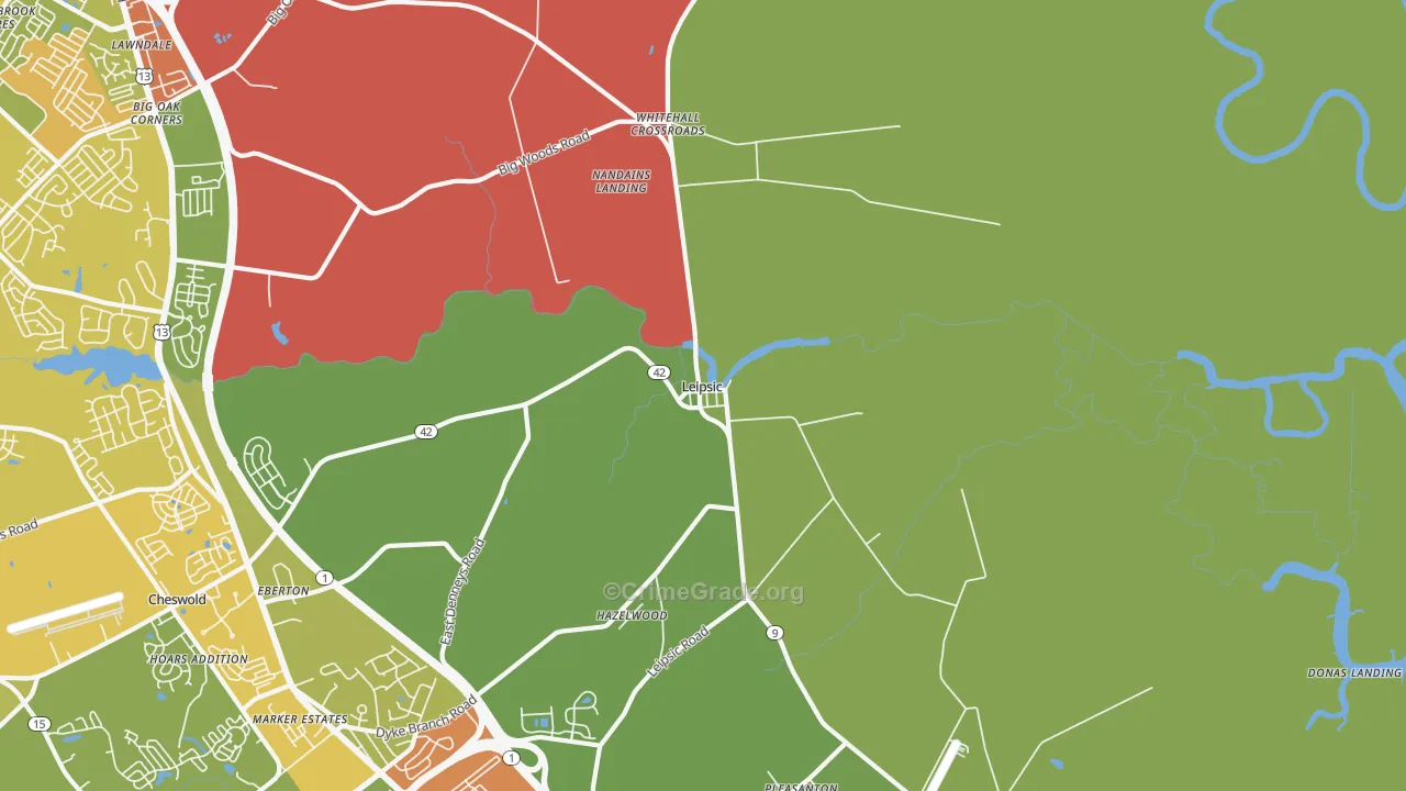 Leipsic, DE Map of Drug-Related Crime Rates