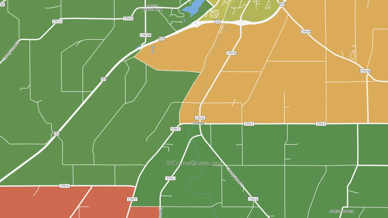 Leipsig, WI Map of Drug-Related Crime Rates