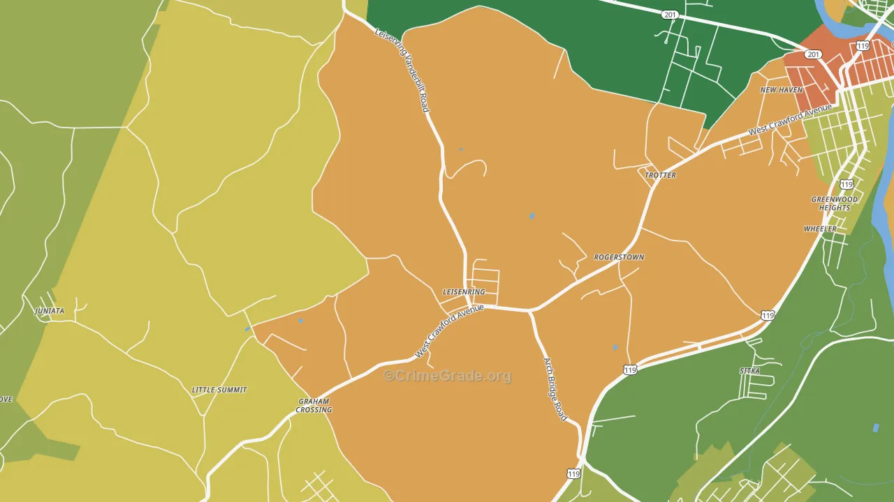 Leisenring, PA Map of Drug-Related Crime Rates