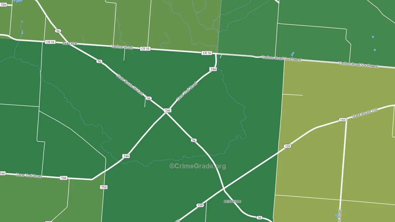 Leistville, OH Map of Drug-Related Crime Rates