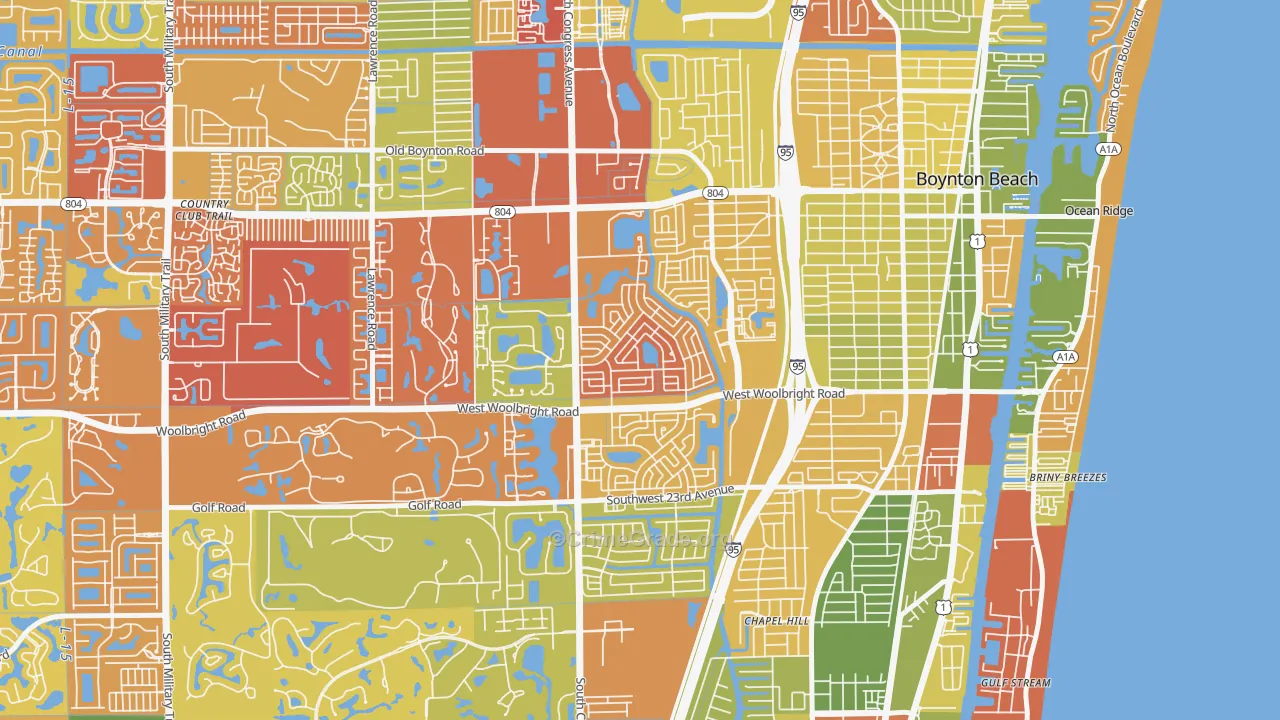 Leisureville, Boynton Beach, FL Map of Drug-Related Crime Rates
