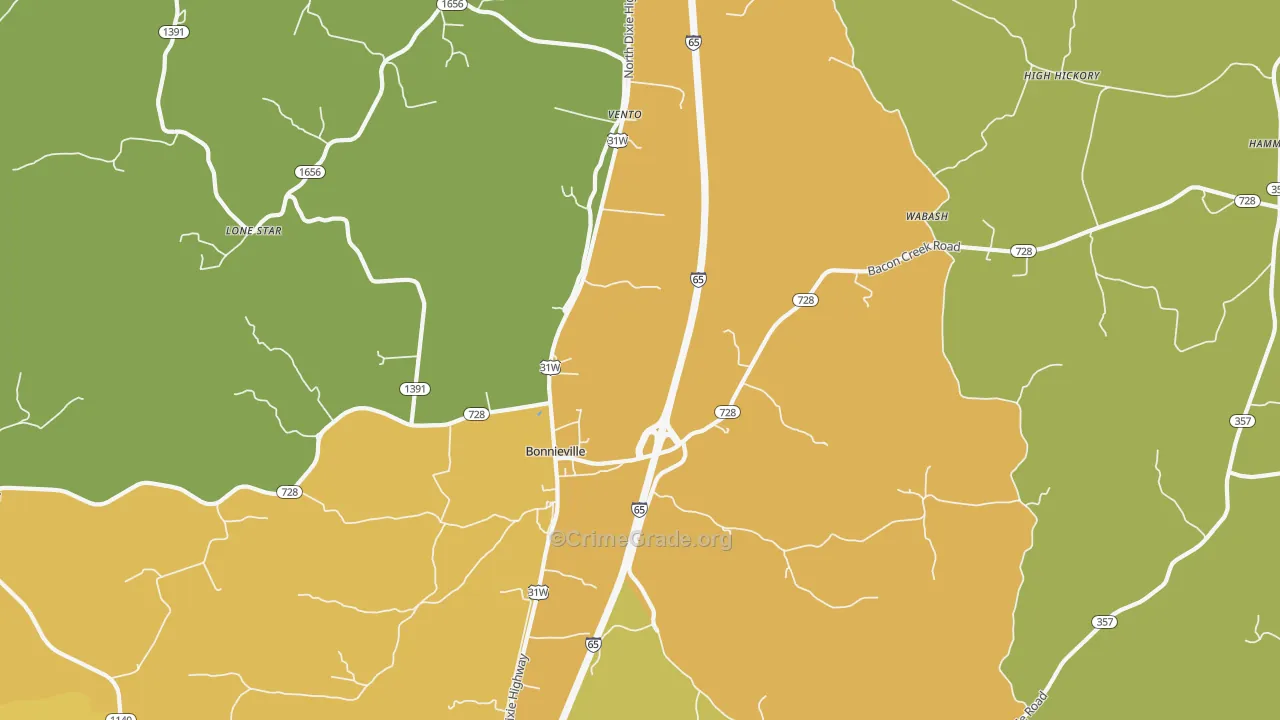 Leitchfield Crossing, KY Map of Drug-Related Crime Rates