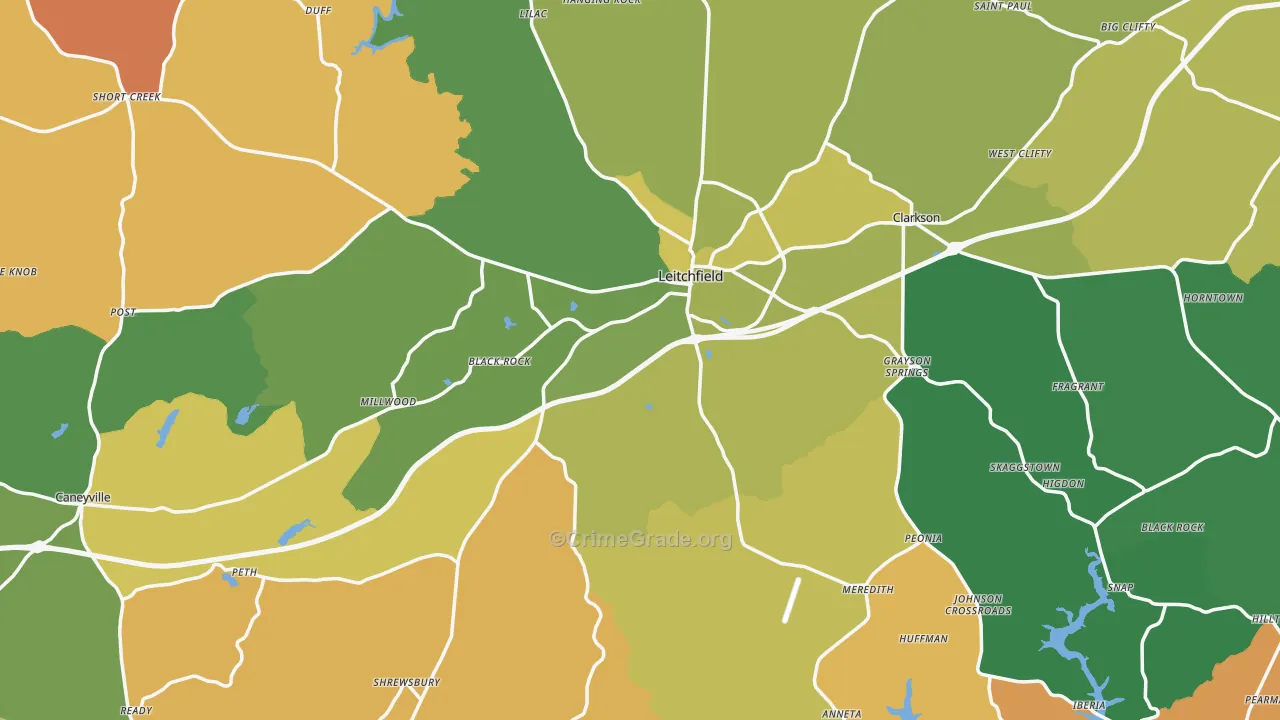 Leitchfield, KY Map of Drug-Related Crime Rates