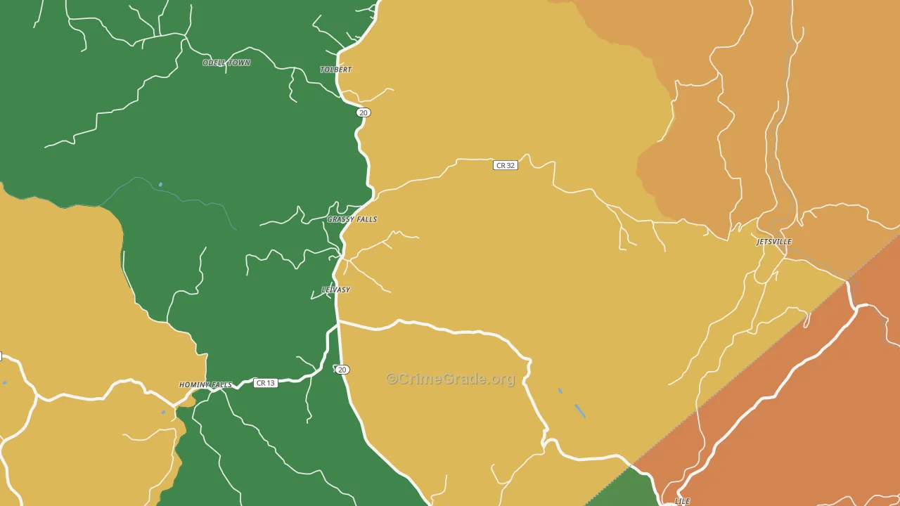 Leivasy, WV Map of Drug-Related Crime Rates
