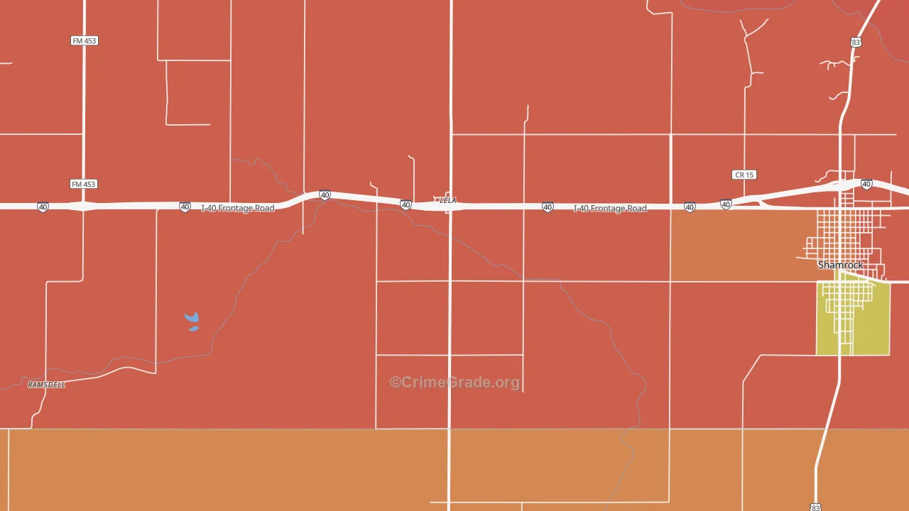 Lela, TX Map of Drug-Related Crime Rates