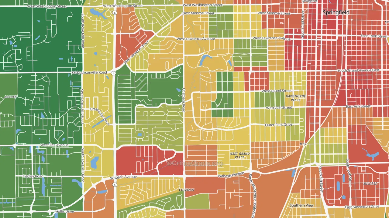 Leland Grove, IL Map of Drug-Related Crime Rates
