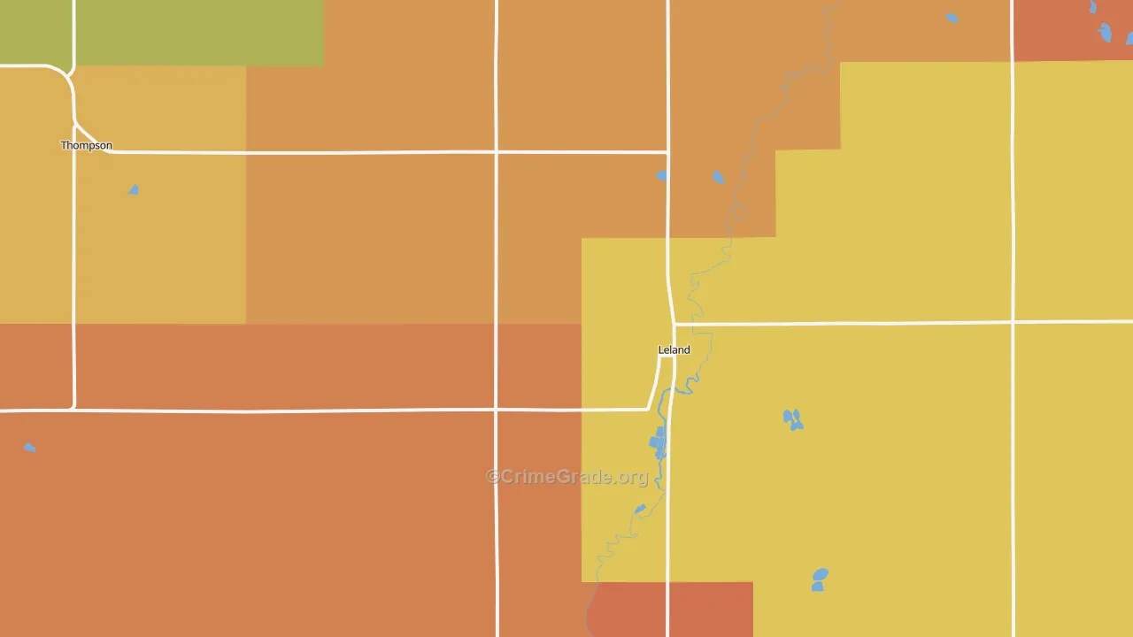 Leland, IA Map of Drug-Related Crime Rates