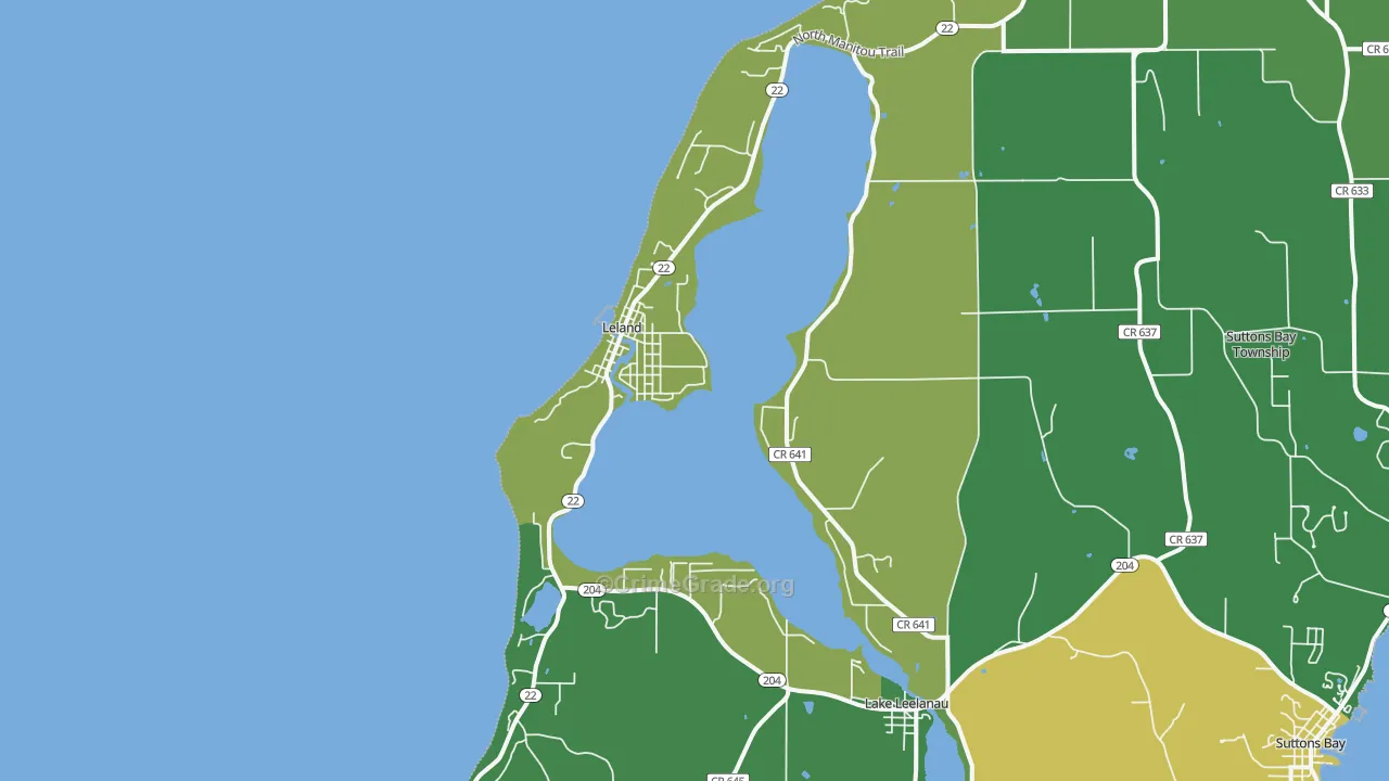 Leland, MI Map of Drug-Related Crime Rates