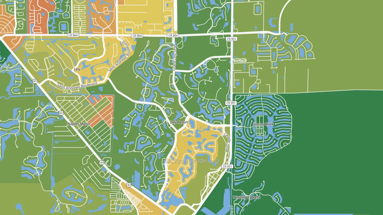 Lely Resort, Naples, FL Map of Drug-Related Crime Rates