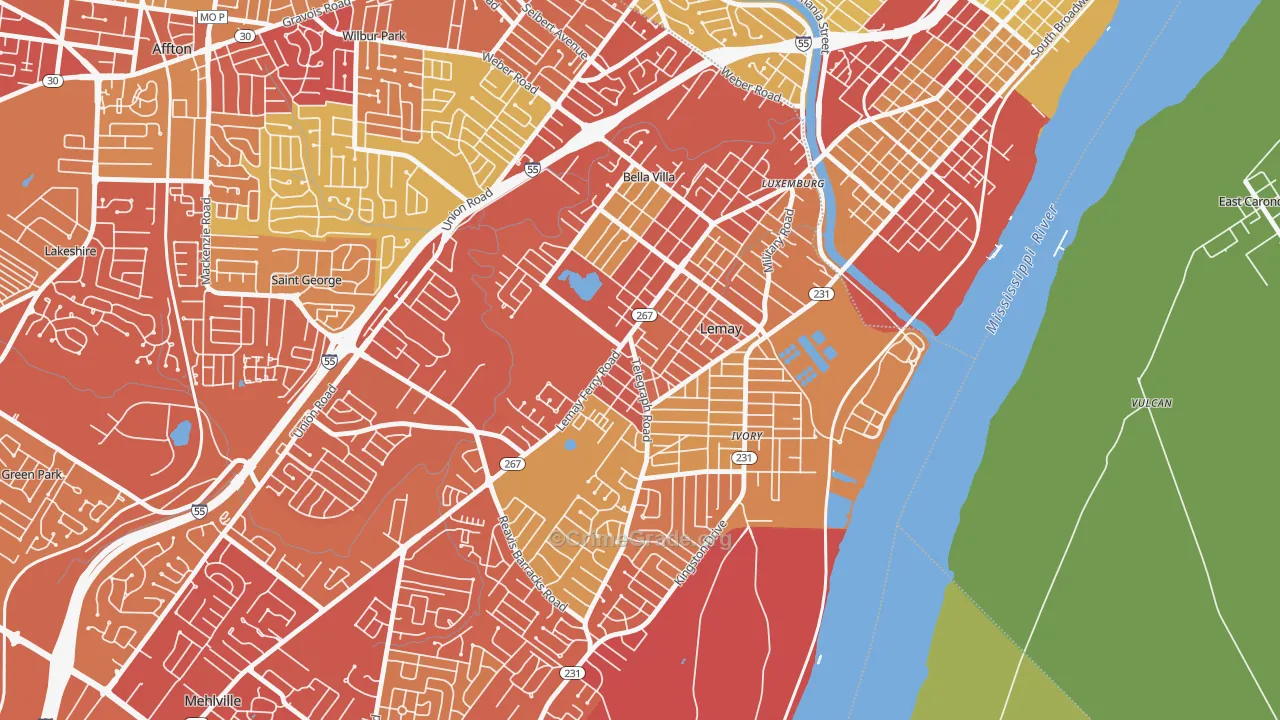Lemay, MO Map of Drug-Related Crime Rates
