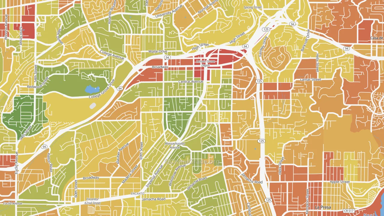 Lemon Grove, CA Map of Drug-Related Crime Rates