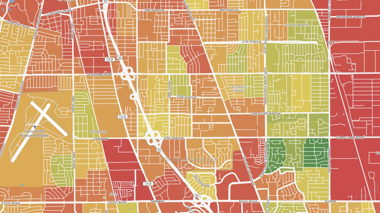 Lemon Hill, CA Map of Drug-Related Crime Rates