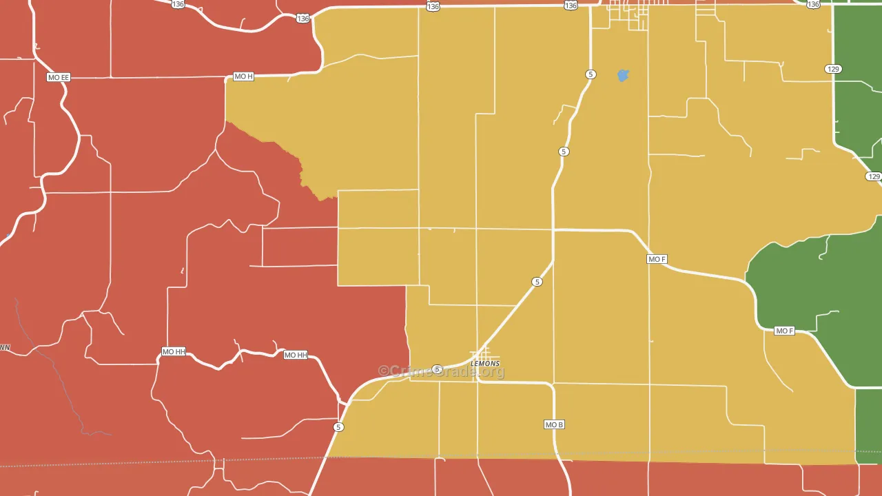 Lemons, MO Map of Drug-Related Crime Rates