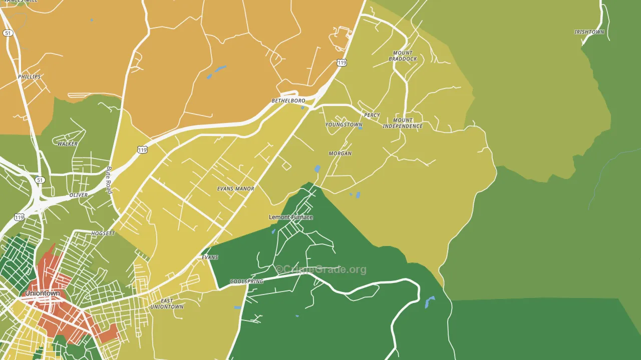 Lemont Furnace, PA Map of Drug-Related Crime Rates