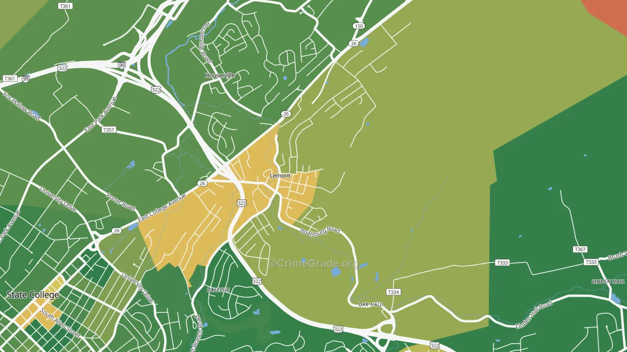 Lemont, PA Map of Drug-Related Crime Rates